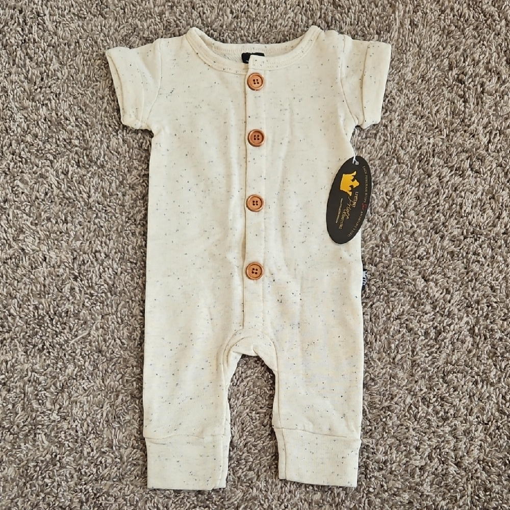 Speckled Cream Kids Bodysuit with Wooden Buttons